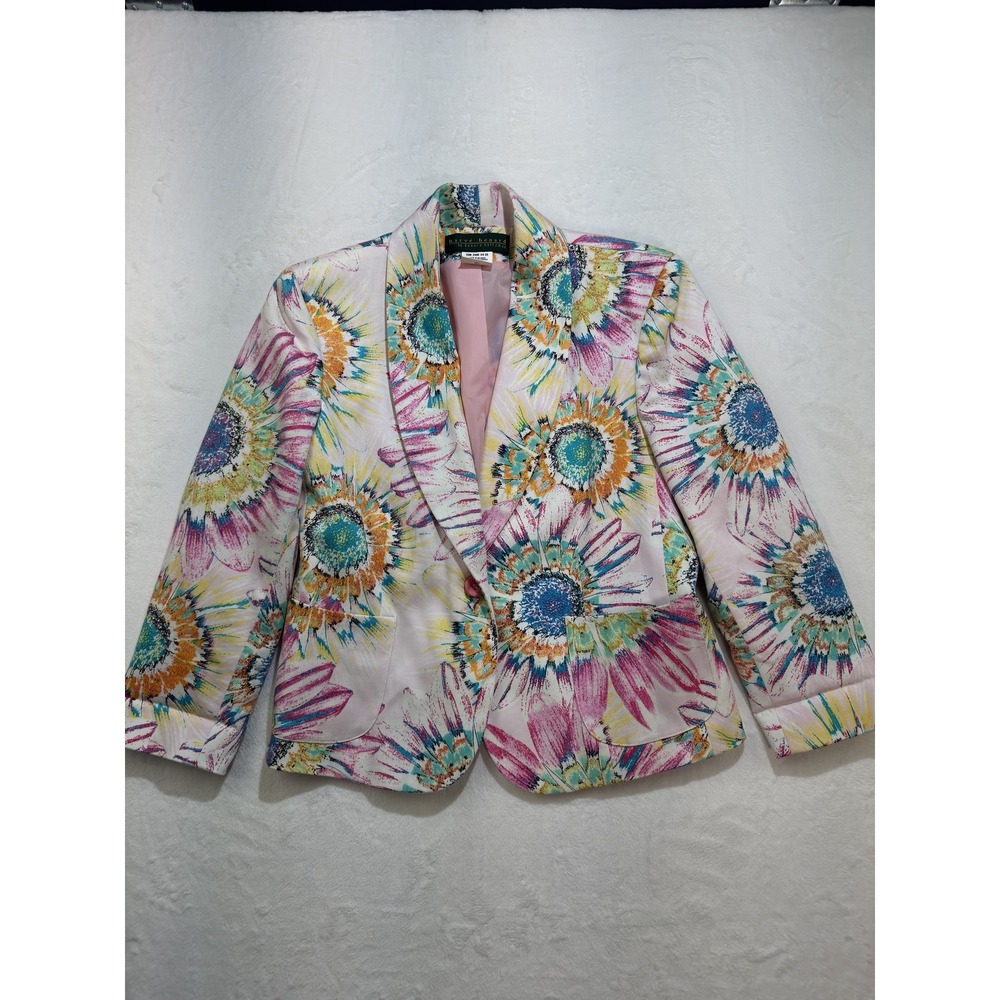 Harve Benard Blazer Womens 10 Multicolor Floral One Button Lined Jacket